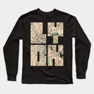 Lyon, France City Map Typography - Vintage Long Sleeve T-Shirt